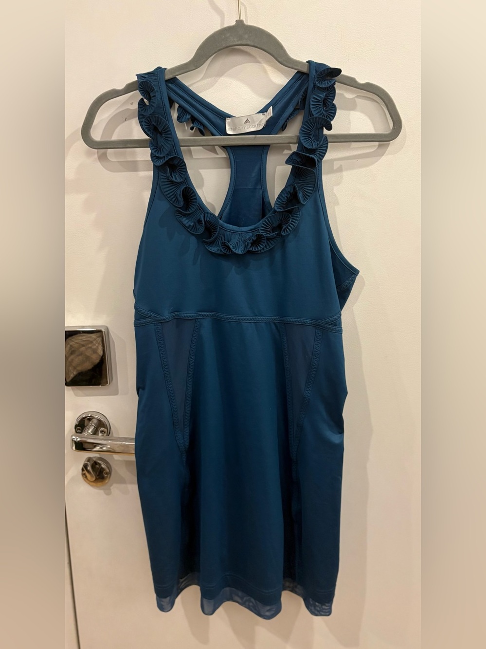 Adidas by Stella McCartney Blue Ruffle-Trim One-Piece Dress Size M- Rare